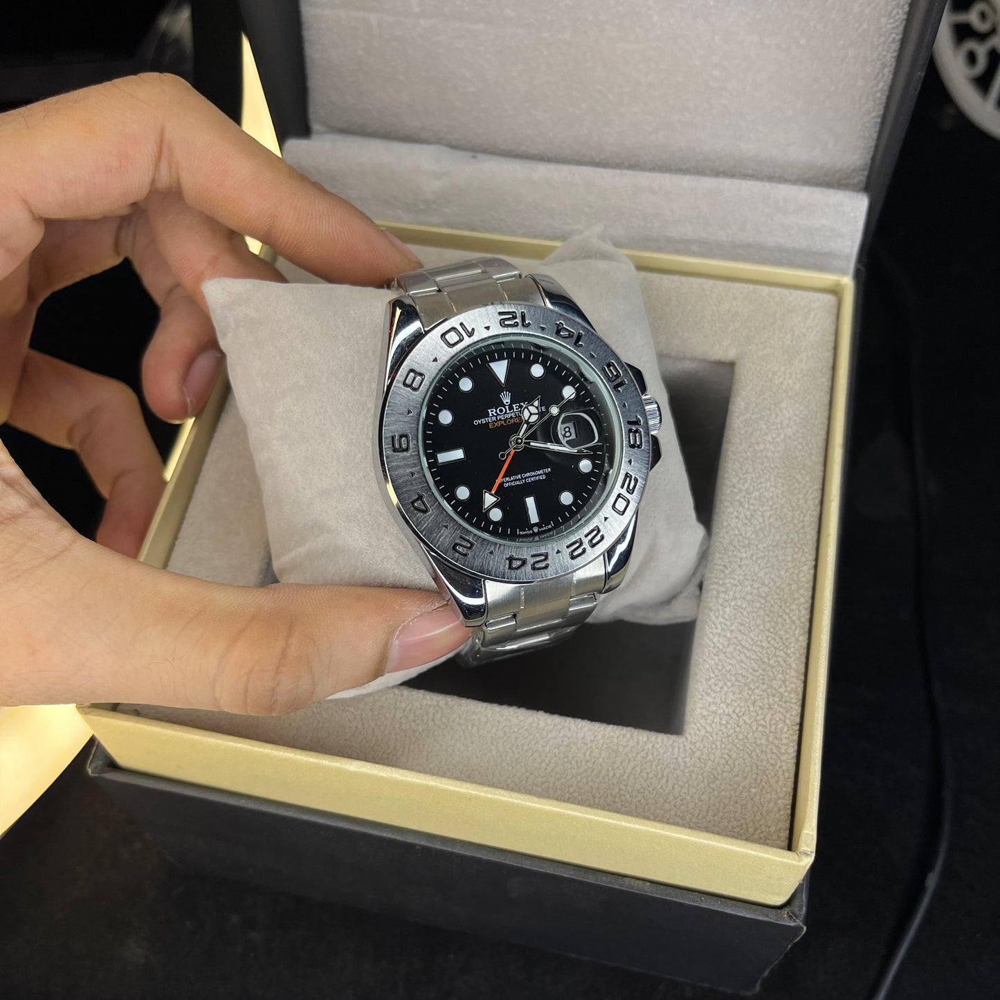 RLX Explorer II Men’s Watch – Black Dial | Date Function & Rotating Bezel