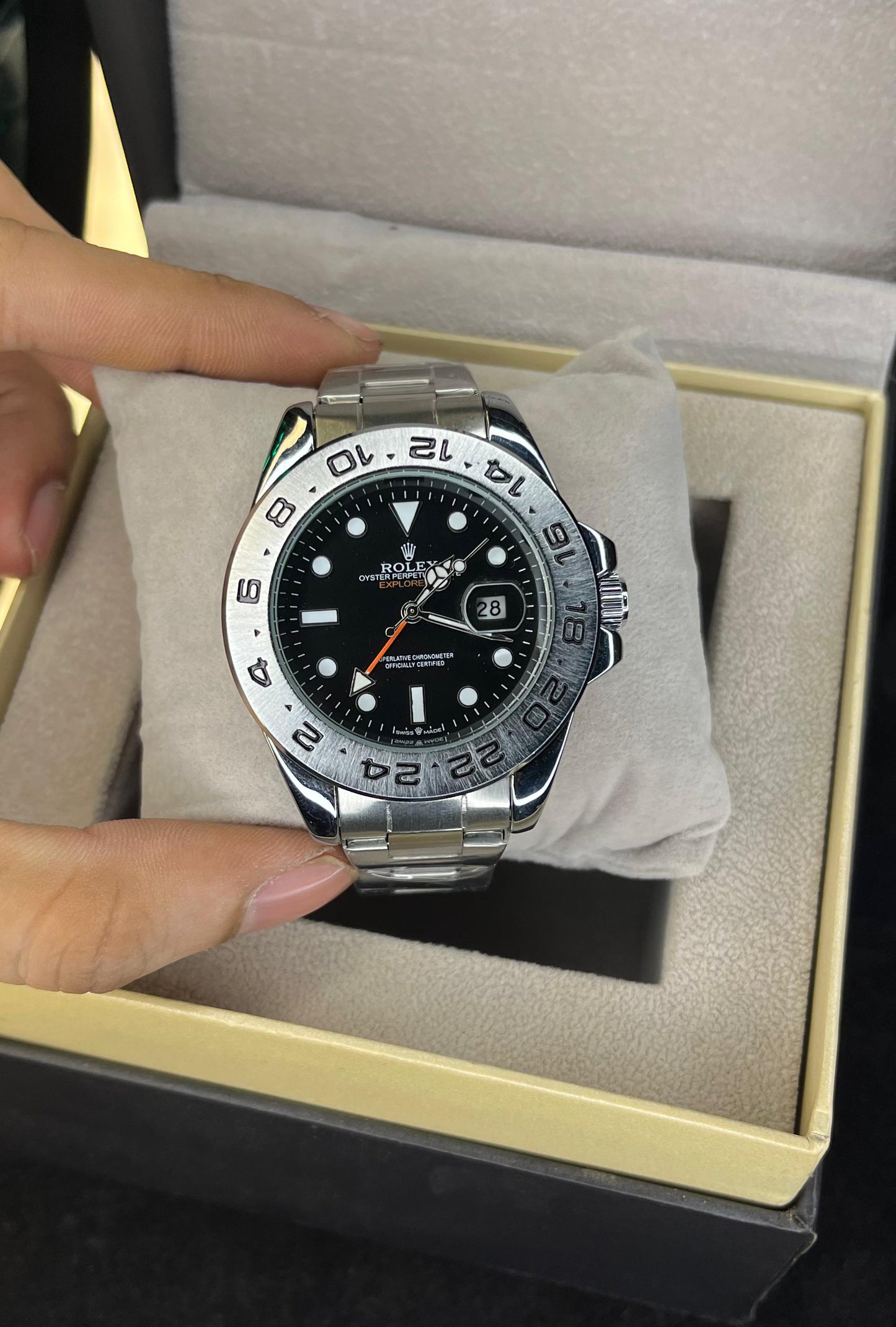 RLX Explorer II Men’s Watch – Black Dial | Date Function & Rotating Bezel