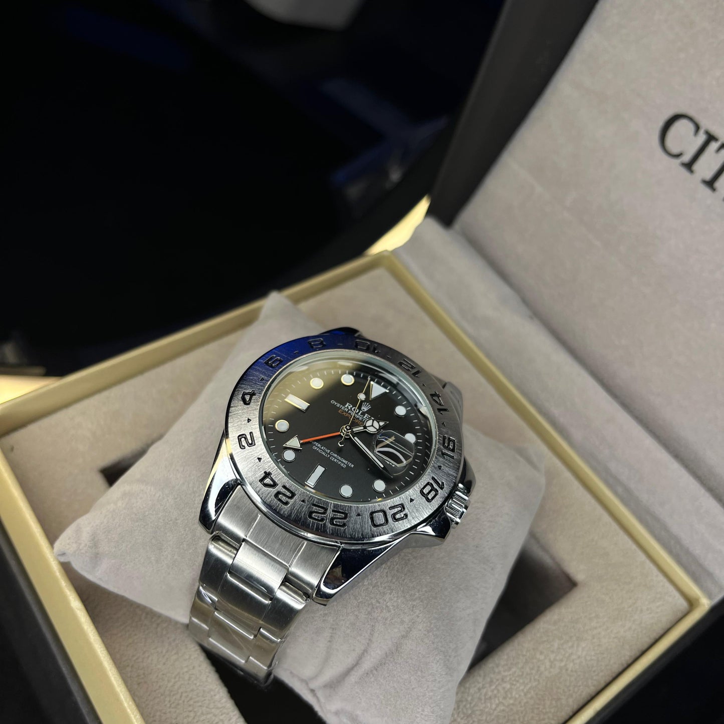 RLX Explorer II Men’s Watch – Black Dial | Date Function & Rotating Bezel