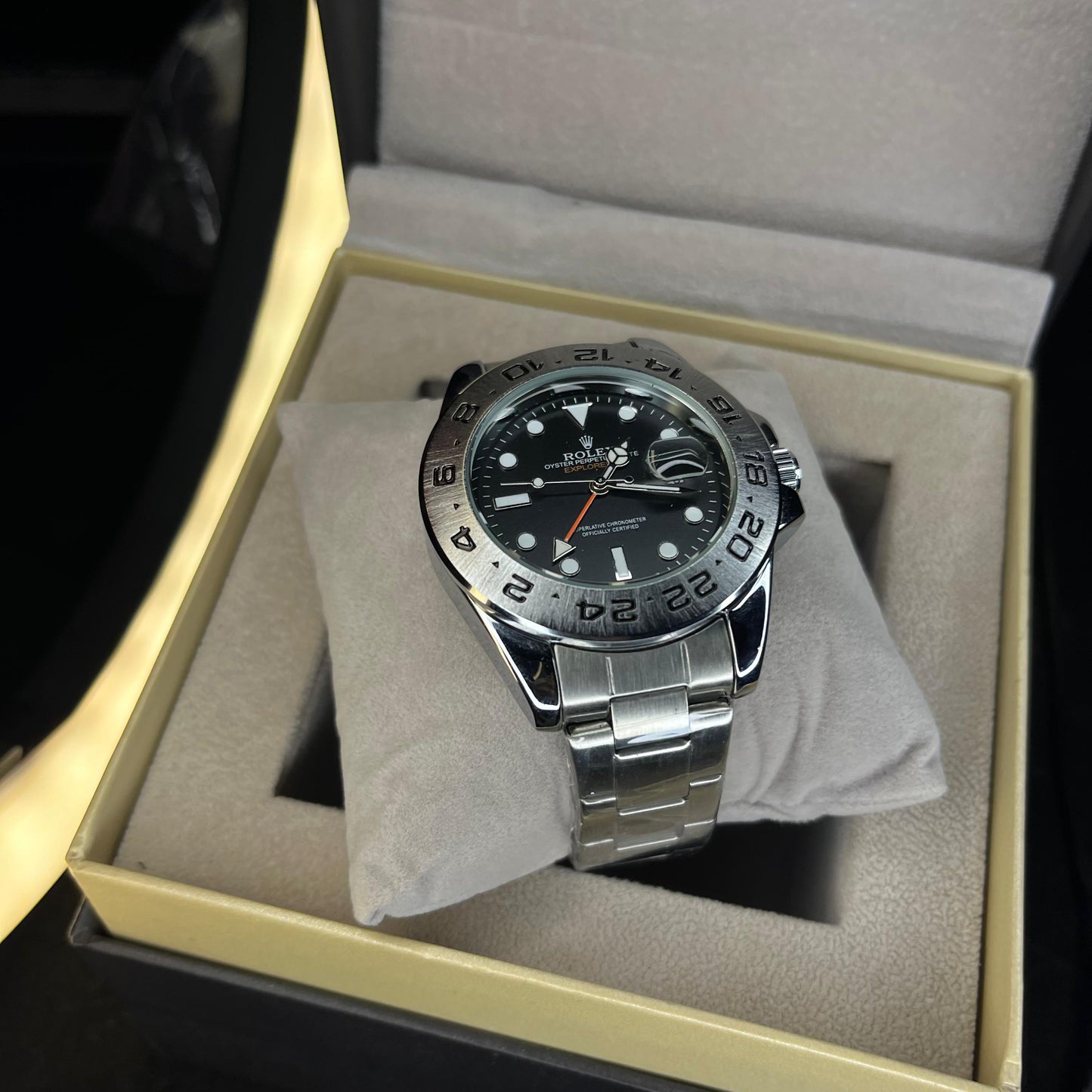 RLX Explorer II Men’s Watch – Black Dial | Date Function & Rotating Bezel