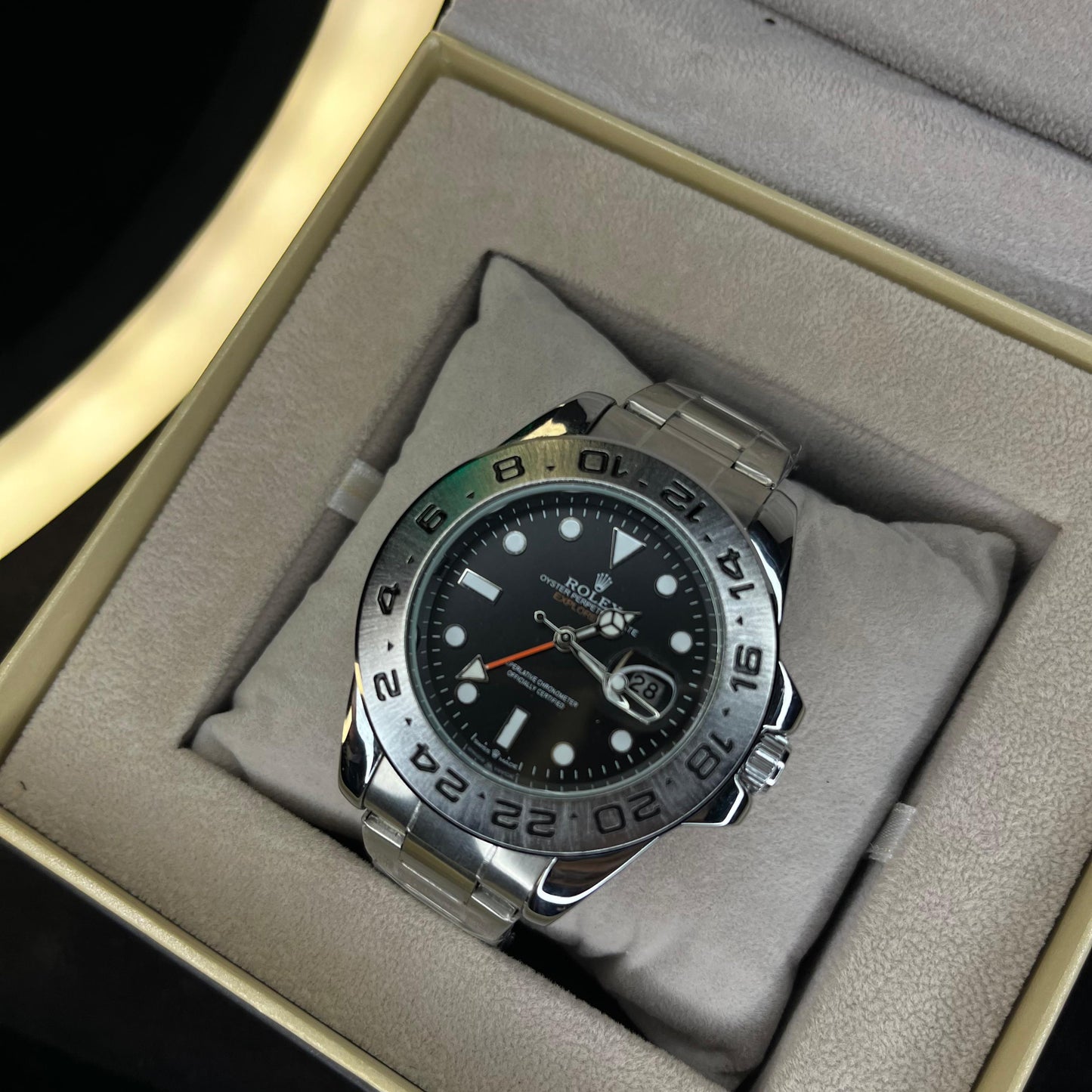 RLX Explorer II Men’s Watch – Black Dial | Date Function & Rotating Bezel