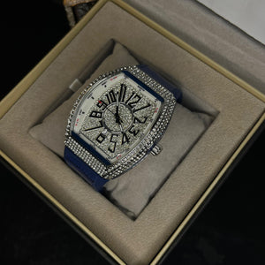 Franck Muller Iced Silver Dial Luxury Men’s Watch – with Blue Strap