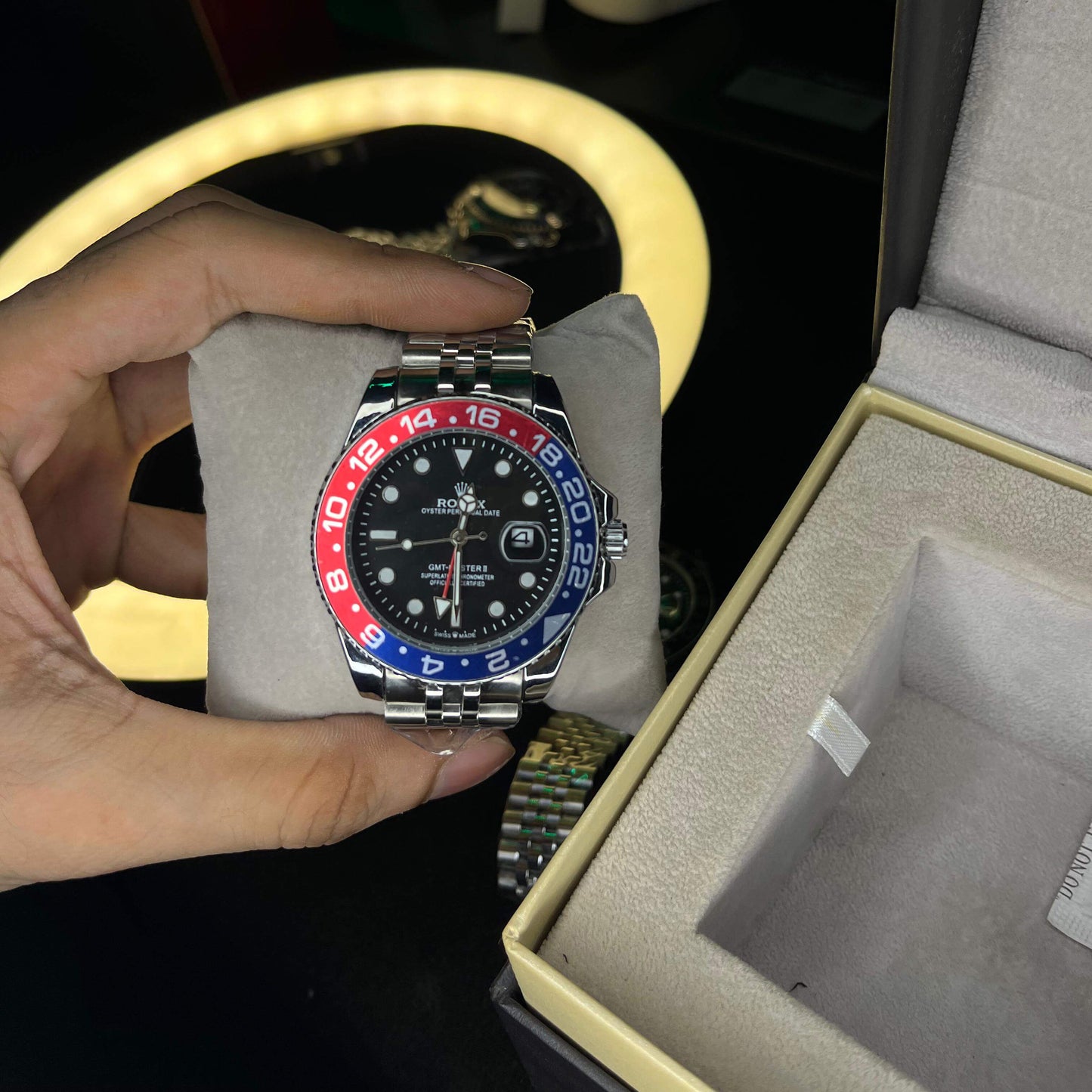 RLX GMT Master | 40mm Stainless Steel | Pepsi Bezel on Jubilee Chain