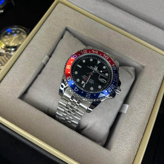 RLX GMT Master | 40mm Stainless Steel | Pepsi Bezel on Jubilee Chain